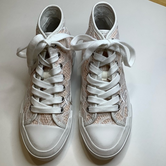 ASH Ghibly Lace High-Top Platform Sneakers in Pinksalt/White Size 5.5 - Picture 2 of 13